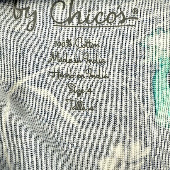 NEW NWT Chicos Plus Size 2X XXL 4 Blue Tropical Birds Blouse Shirt Top Beach - Picture 3 of 9